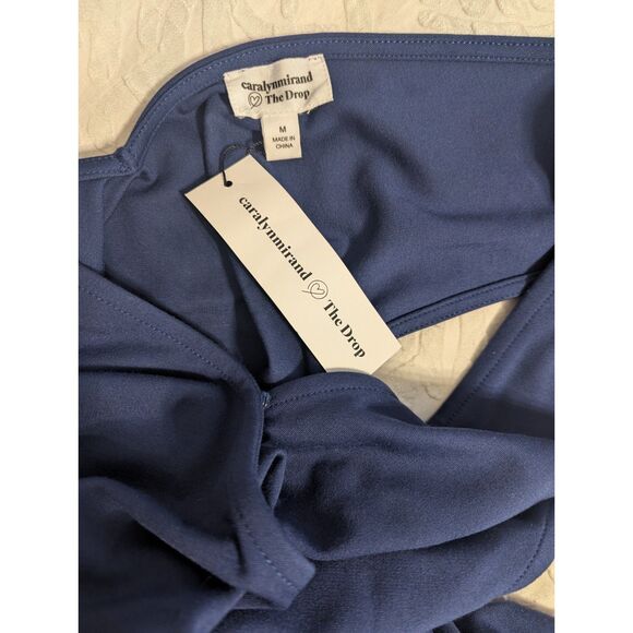 👗 The Drop M Sleeveless Wrap Jumpsuit Navy Stretch Knit @caralynmirand - Picture 4 of 6